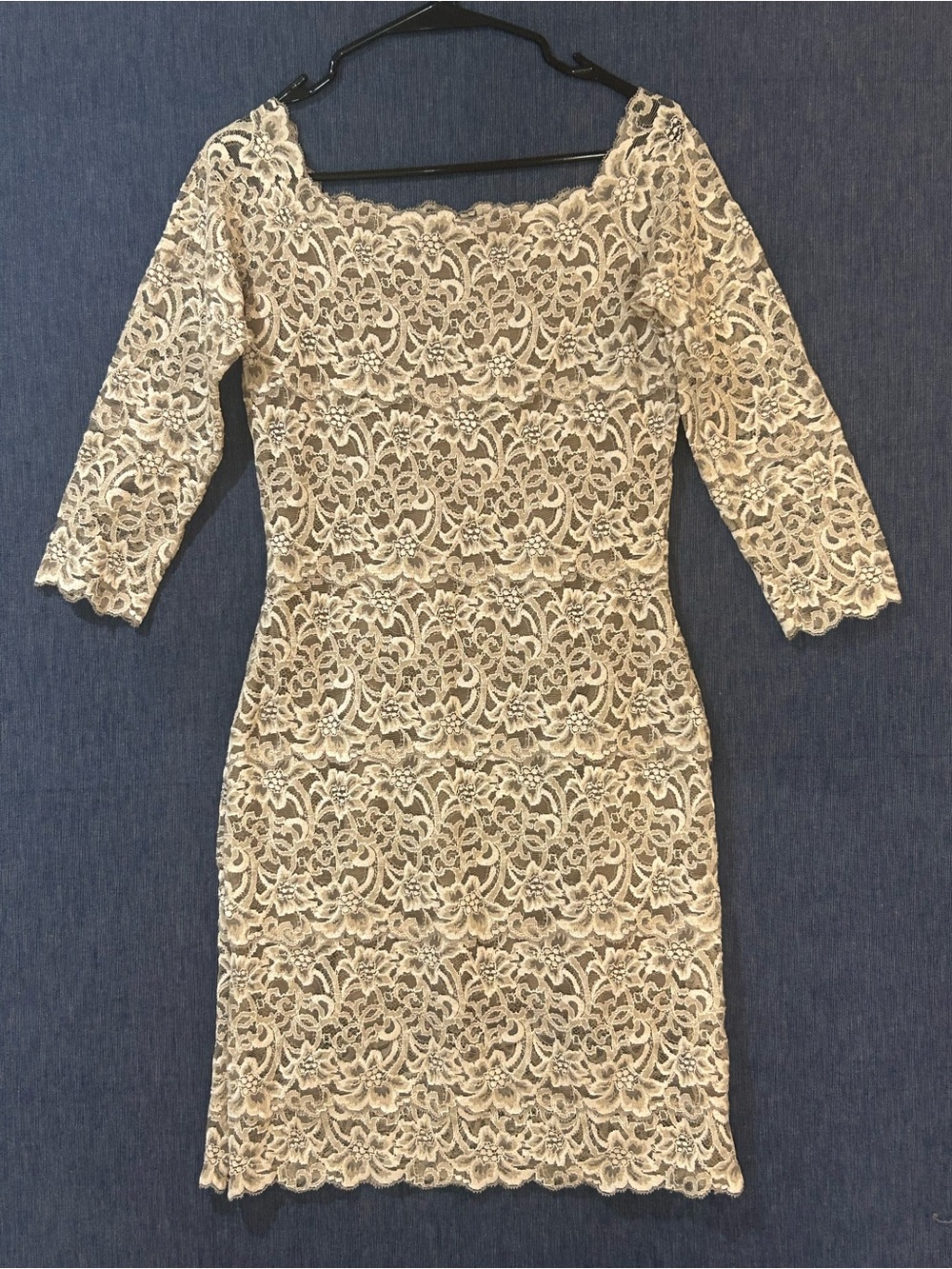 White House Black Market Ivory Lace Long Sleeve Sheath Dress
